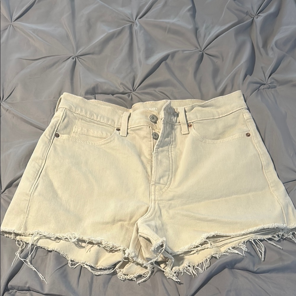 Women's Cream Denim Shorts
